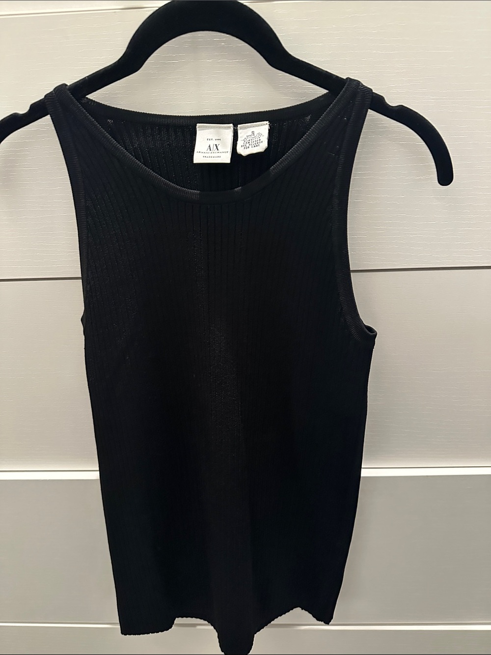 Vtg Armani Exchange Black Ribbed Scoop Tank